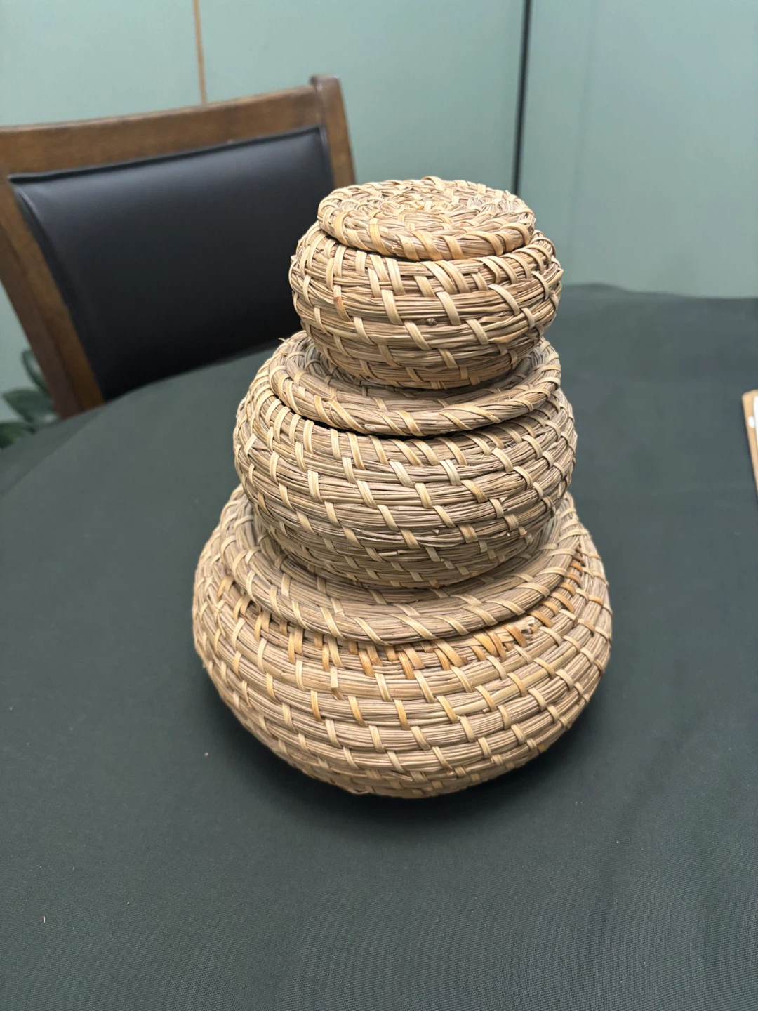 Set of 3 Woven Lidded Baskets