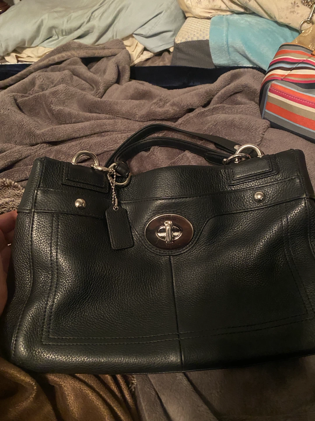 Coach Black Pebble Leather Handbag