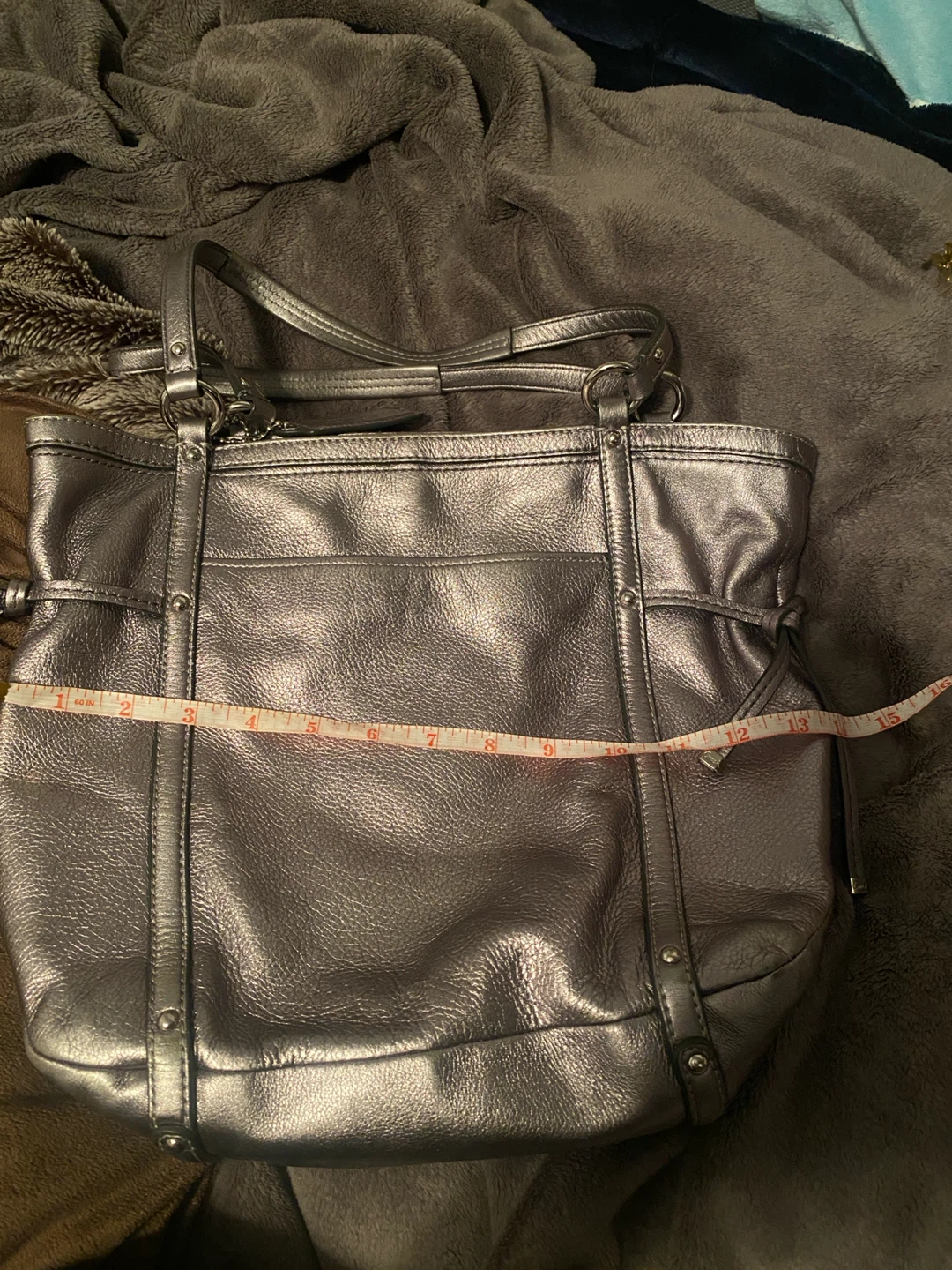 Coach Metallic Silver Leather Tote Bag - photo 2