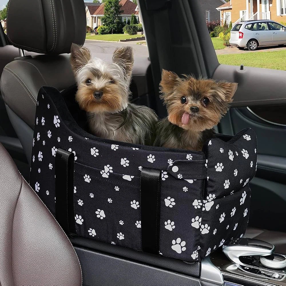 Black Paw Print Pet Car Booster Seat
