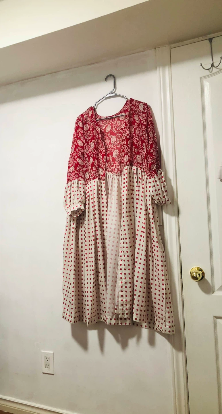 Red and White Patterned Kimono Robe - photo 3