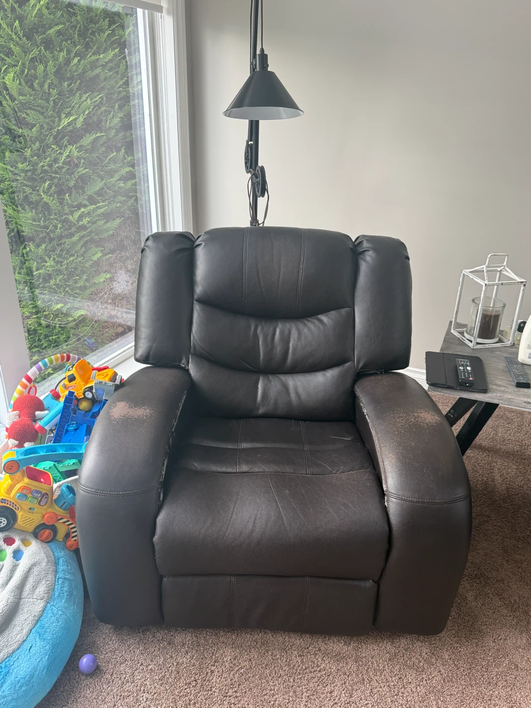 Dark Brown Leather Reclining Sofa Set