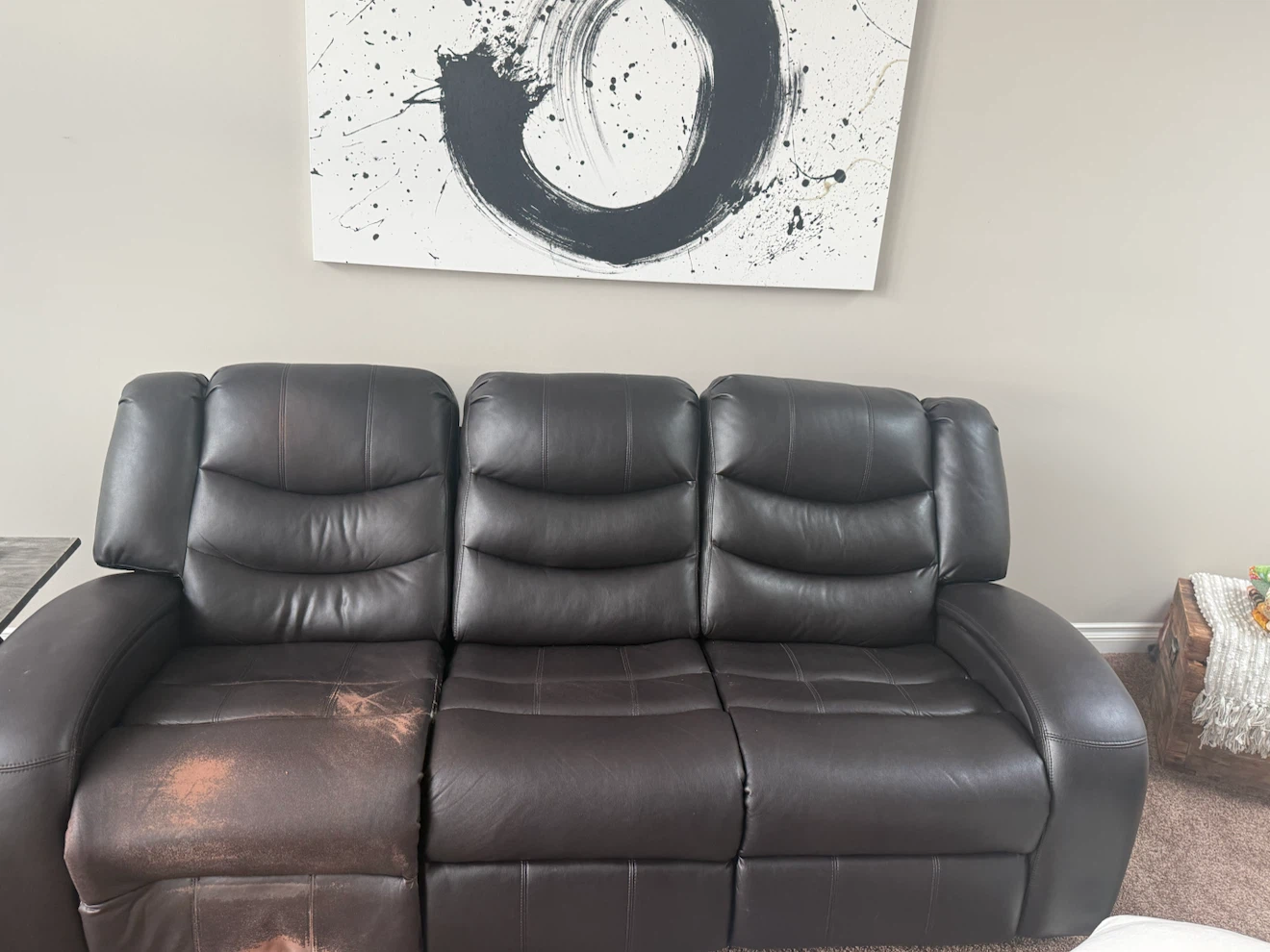 Dark Brown Leather Reclining Sofa Set - photo 2