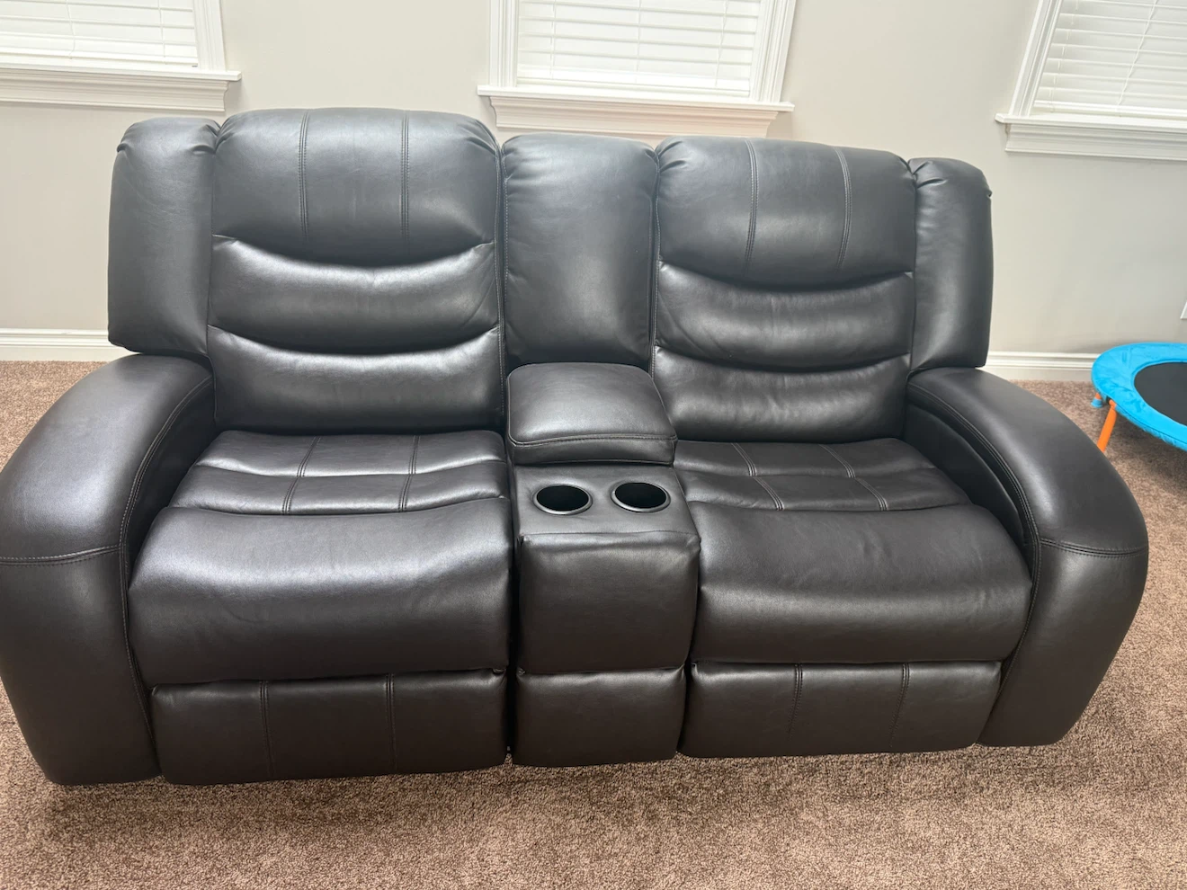 Dark Brown Leather Reclining Sofa Set - photo 3