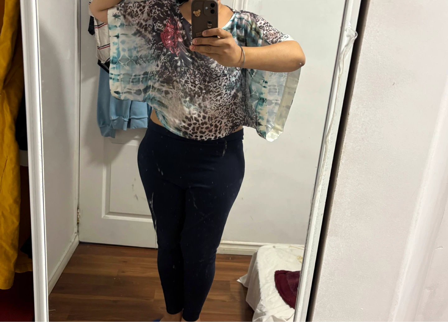 Animal print sheer top