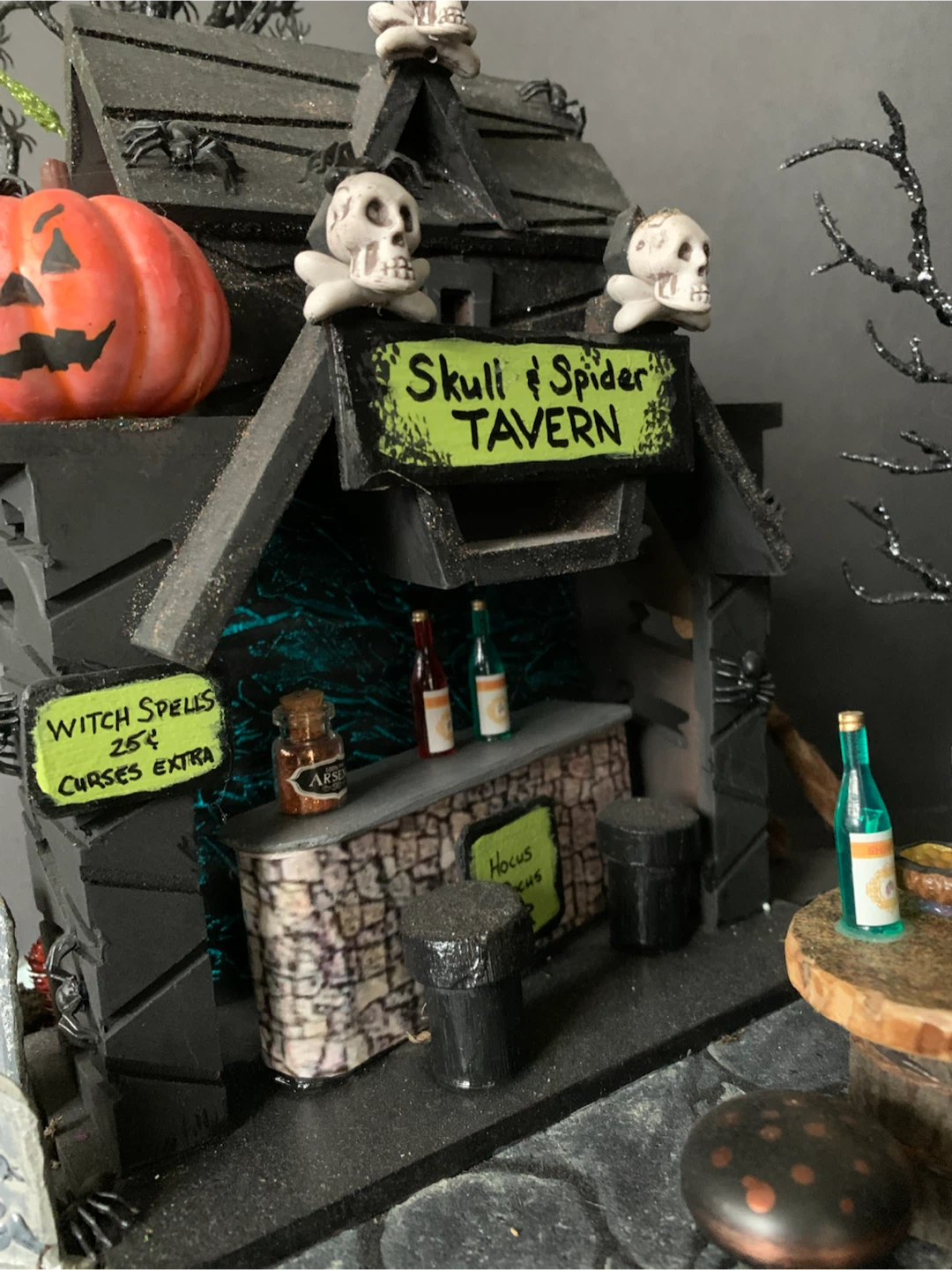 Skull & Spider Tavern Halloween Decor