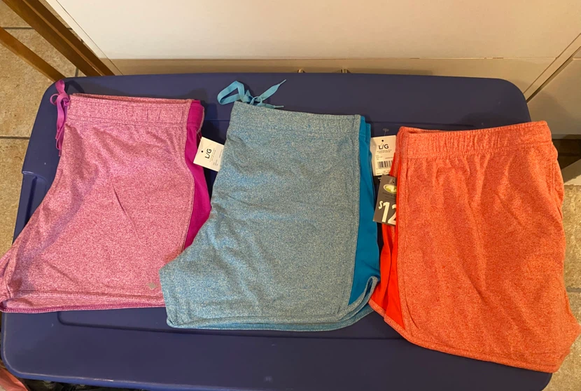 NEW ATHLETIC WORKS SHORTS – 3-PAIR SET – SIZE LARGE