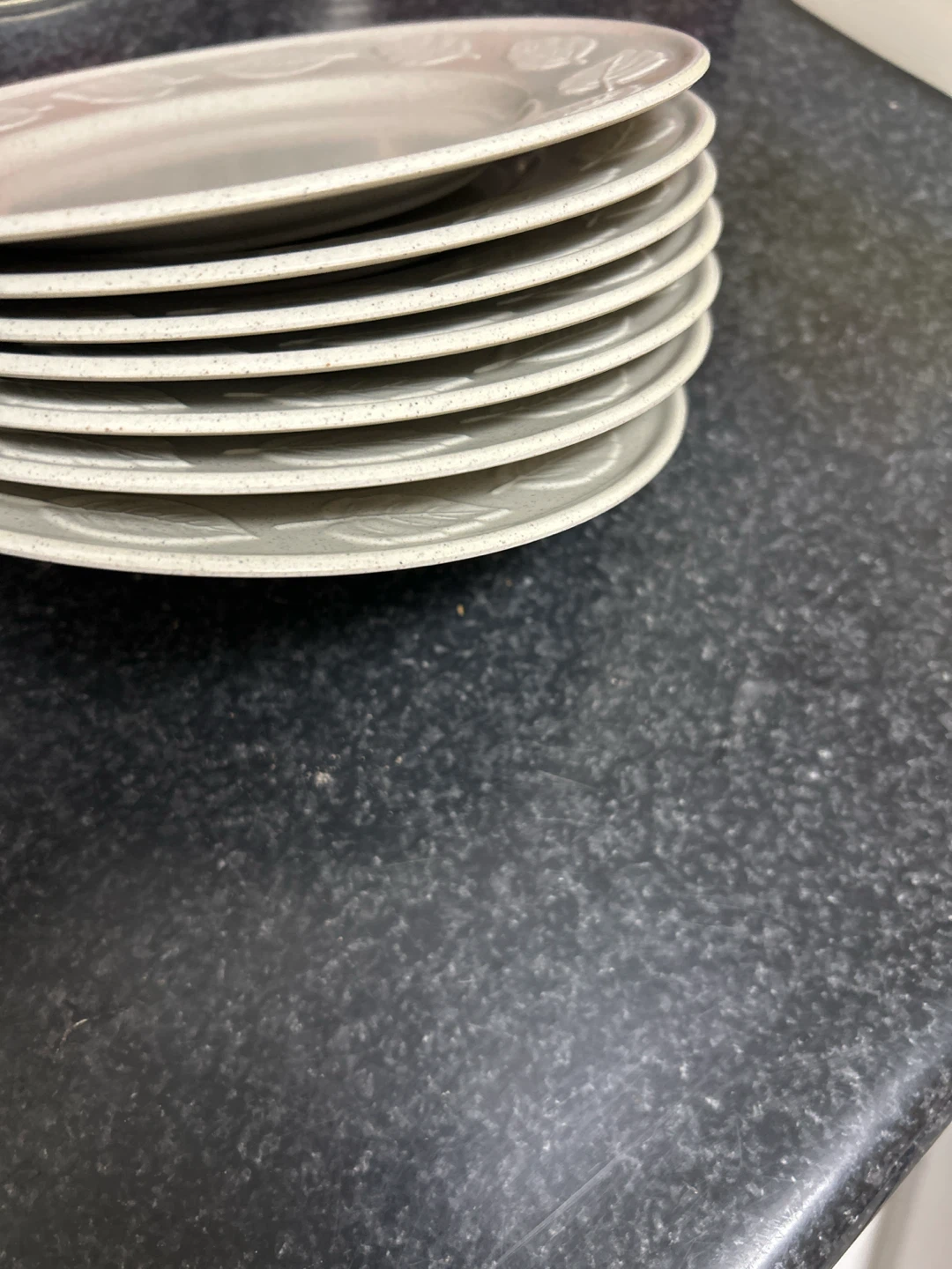 Set of 7  plastic luncheon Leaf Pattern Plates - photo 3