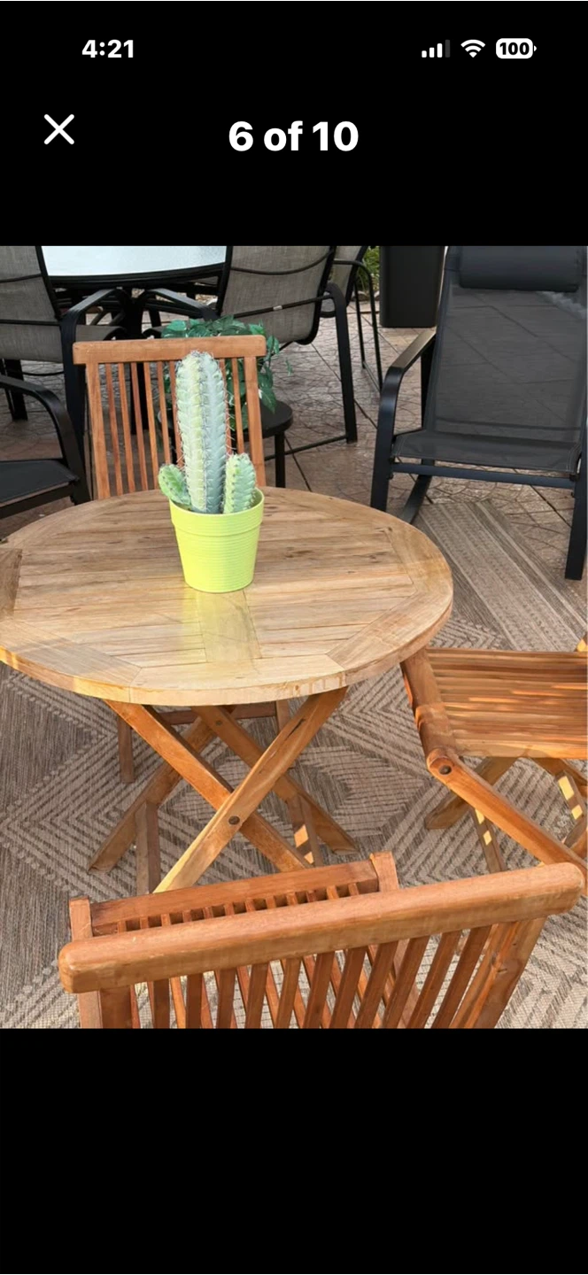 Teak Wood Folding Patio Table and 4 Chairs - photo 2