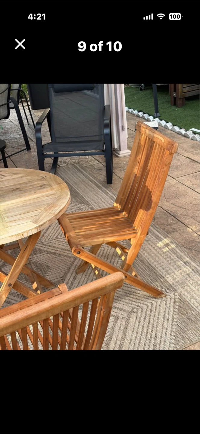 Teak Wood Folding Patio Table and 4 Chairs - photo 3