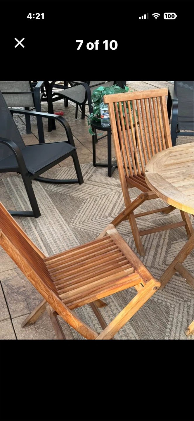 Teak Wood Folding Patio Table and 4 Chairs - photo 4