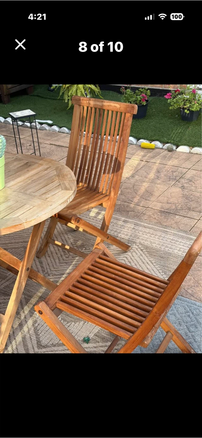 Teak Wood Folding Patio Table and 4 Chairs - photo 5