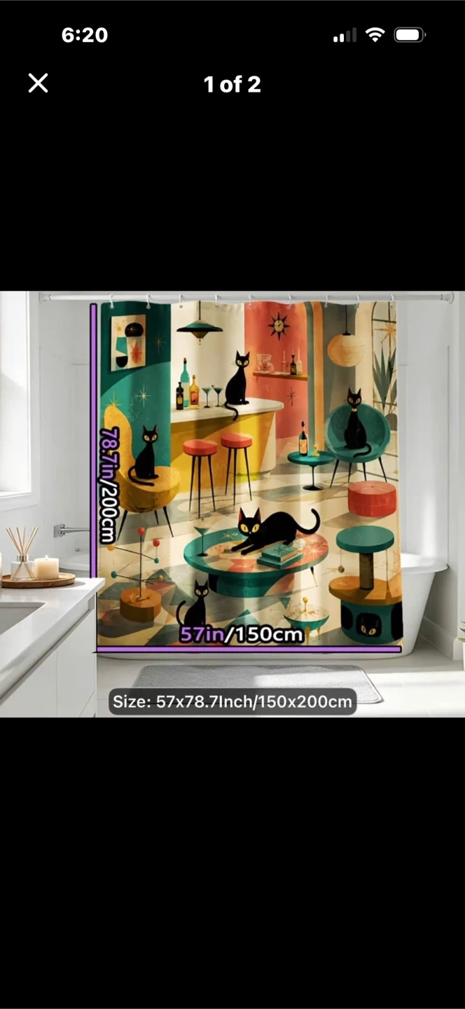 Quirky Mid-Century Modern Cat Shower Curtain