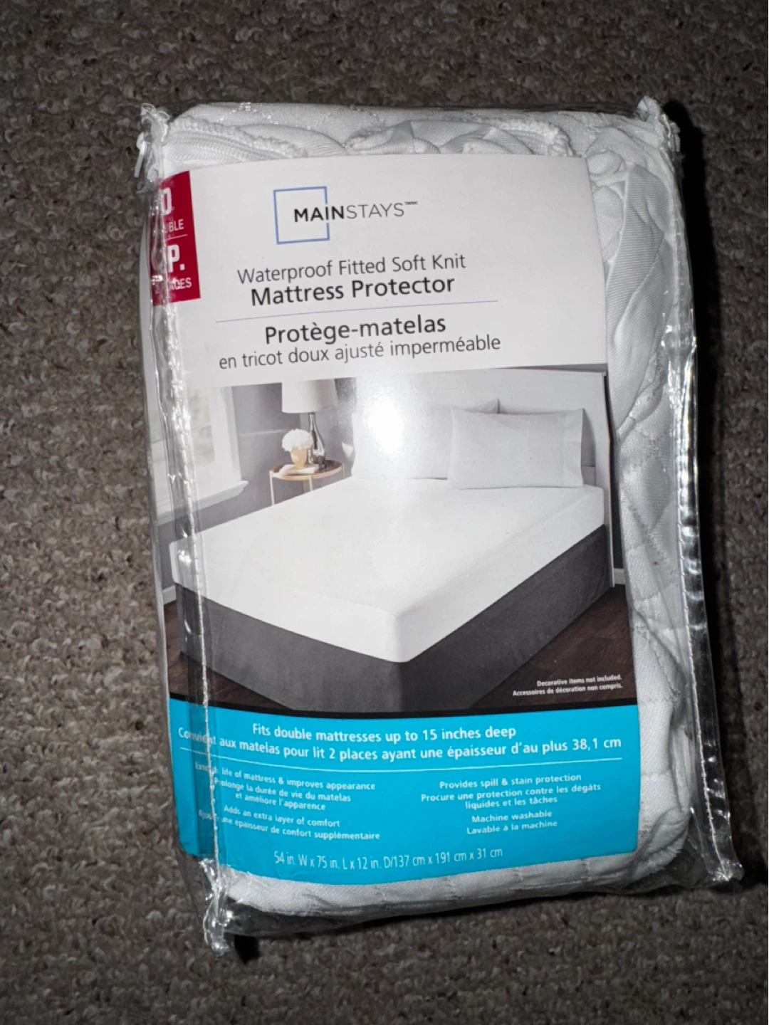 Waterproof Fitted Soft Knit Mattress Protector Double/Full Bed