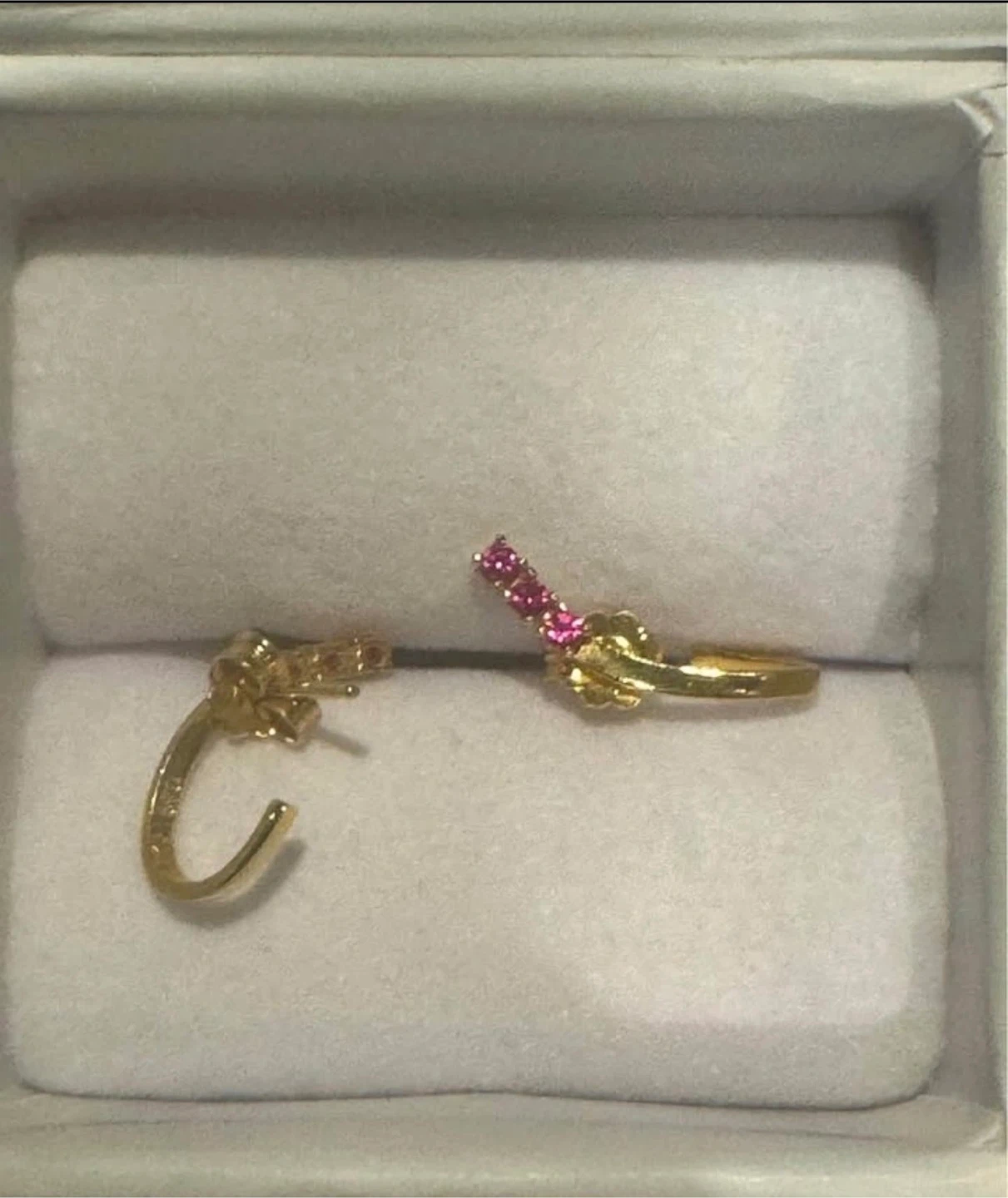 Gold plated silver earrings with red gemstones - photo 2