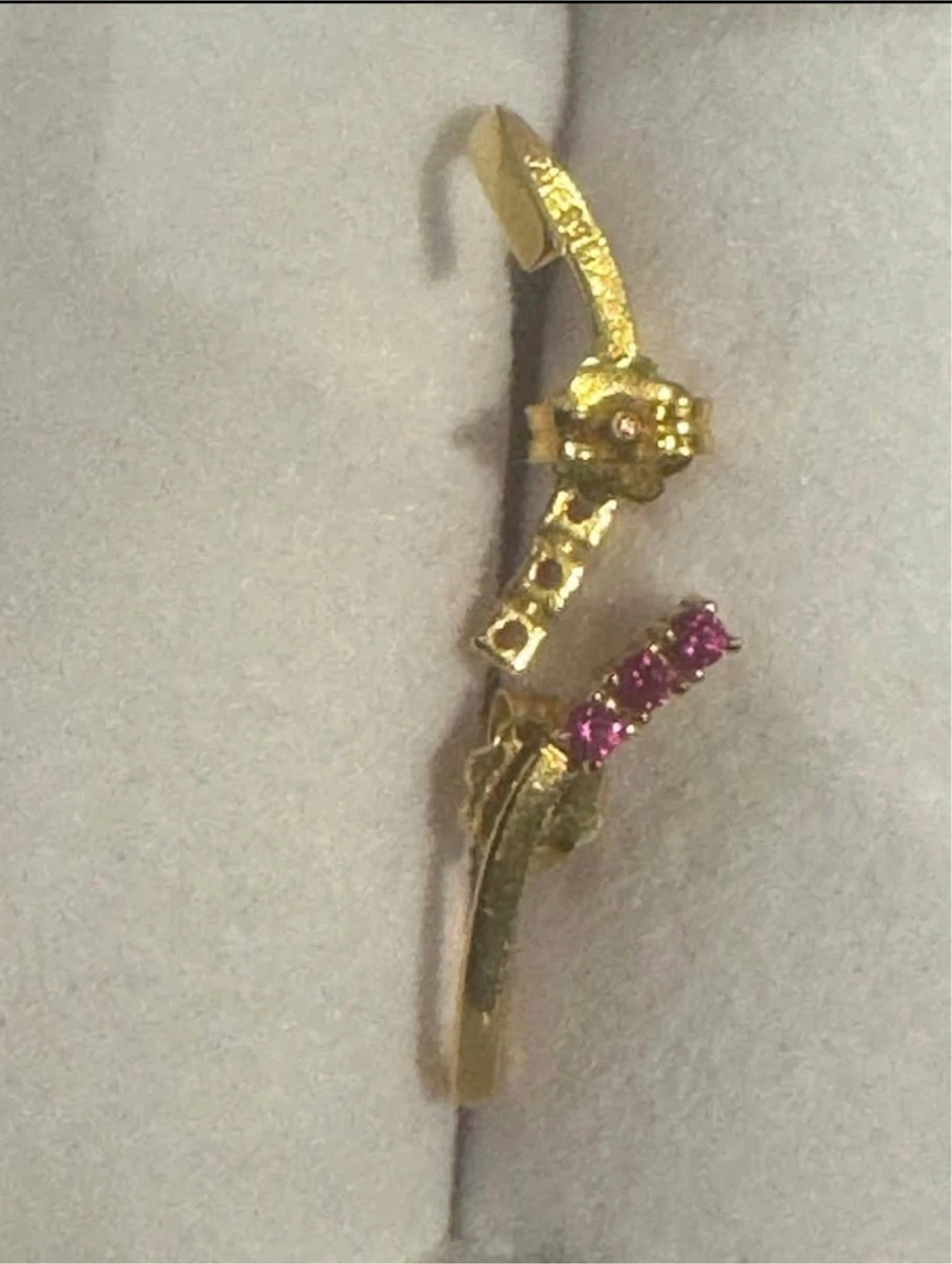 Gold plated silver earrings with red gemstones - photo 3
