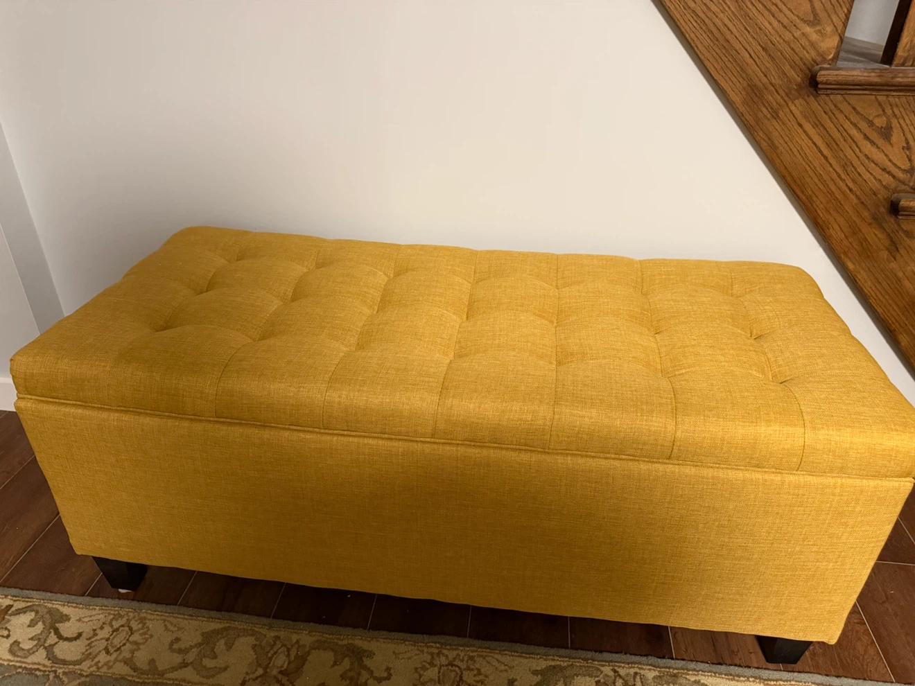 Yellow Tufted Storage Bench