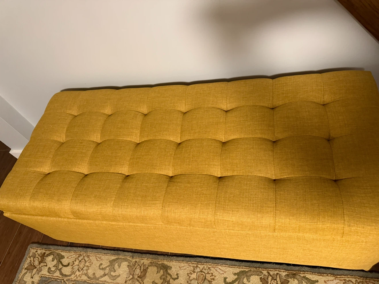 Yellow Tufted Storage Bench - photo 2