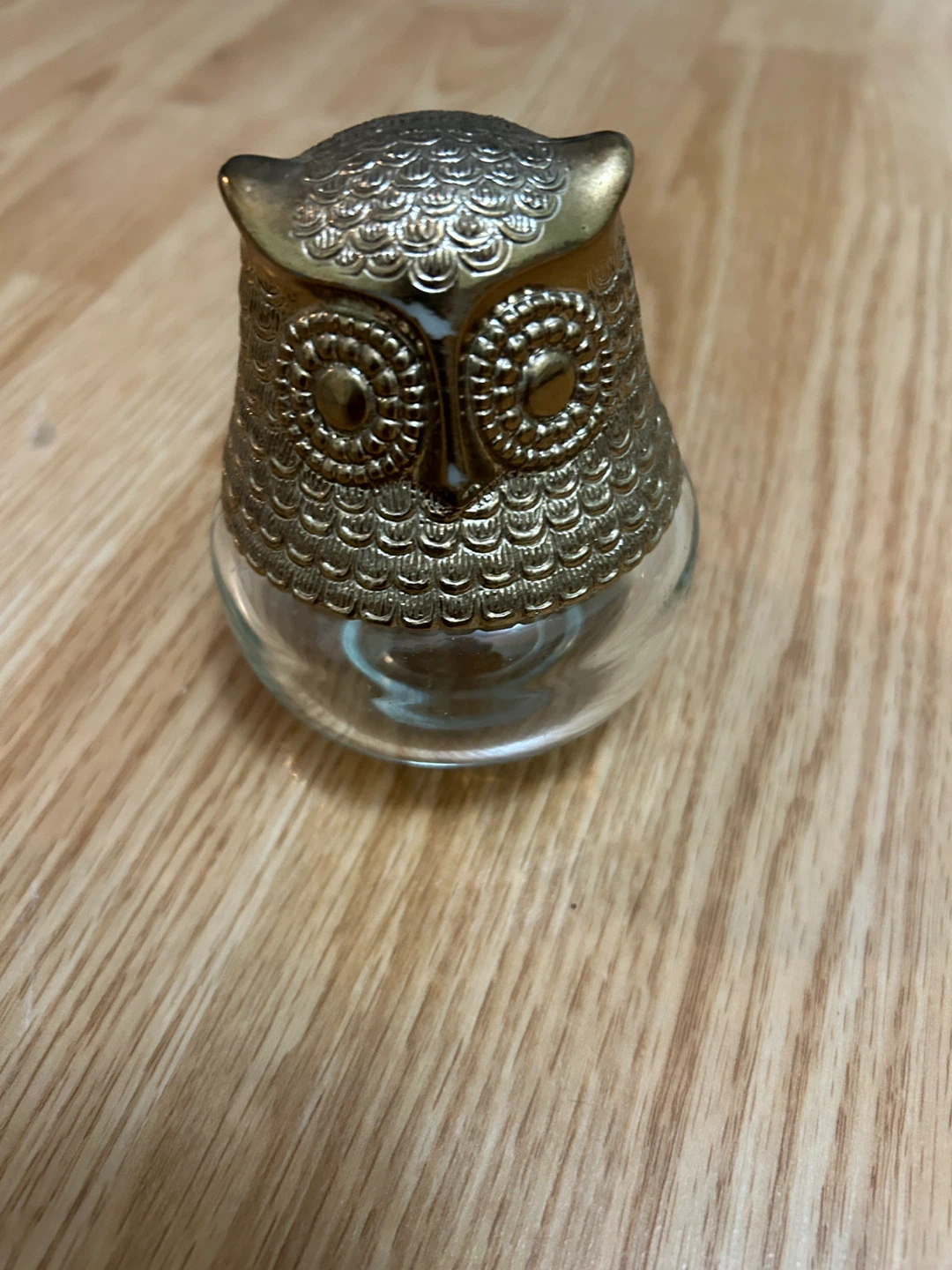 Vintage Avon Owl Glass Trinket Jar