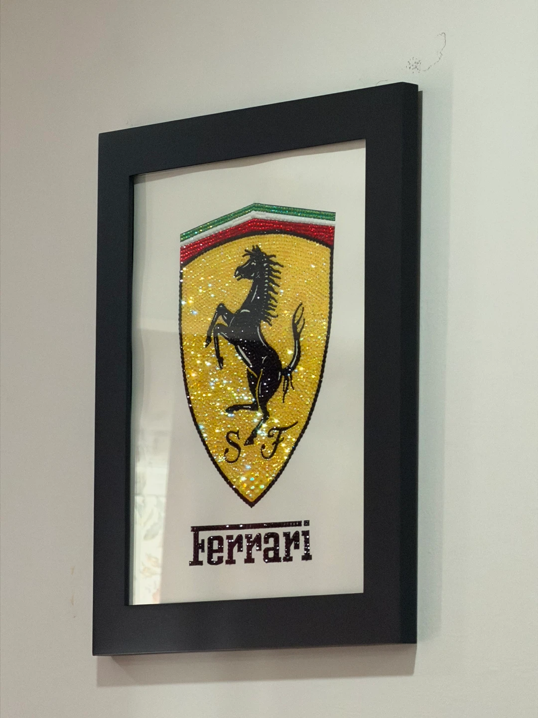 Framed Rhinestone Ferrari Wall Art