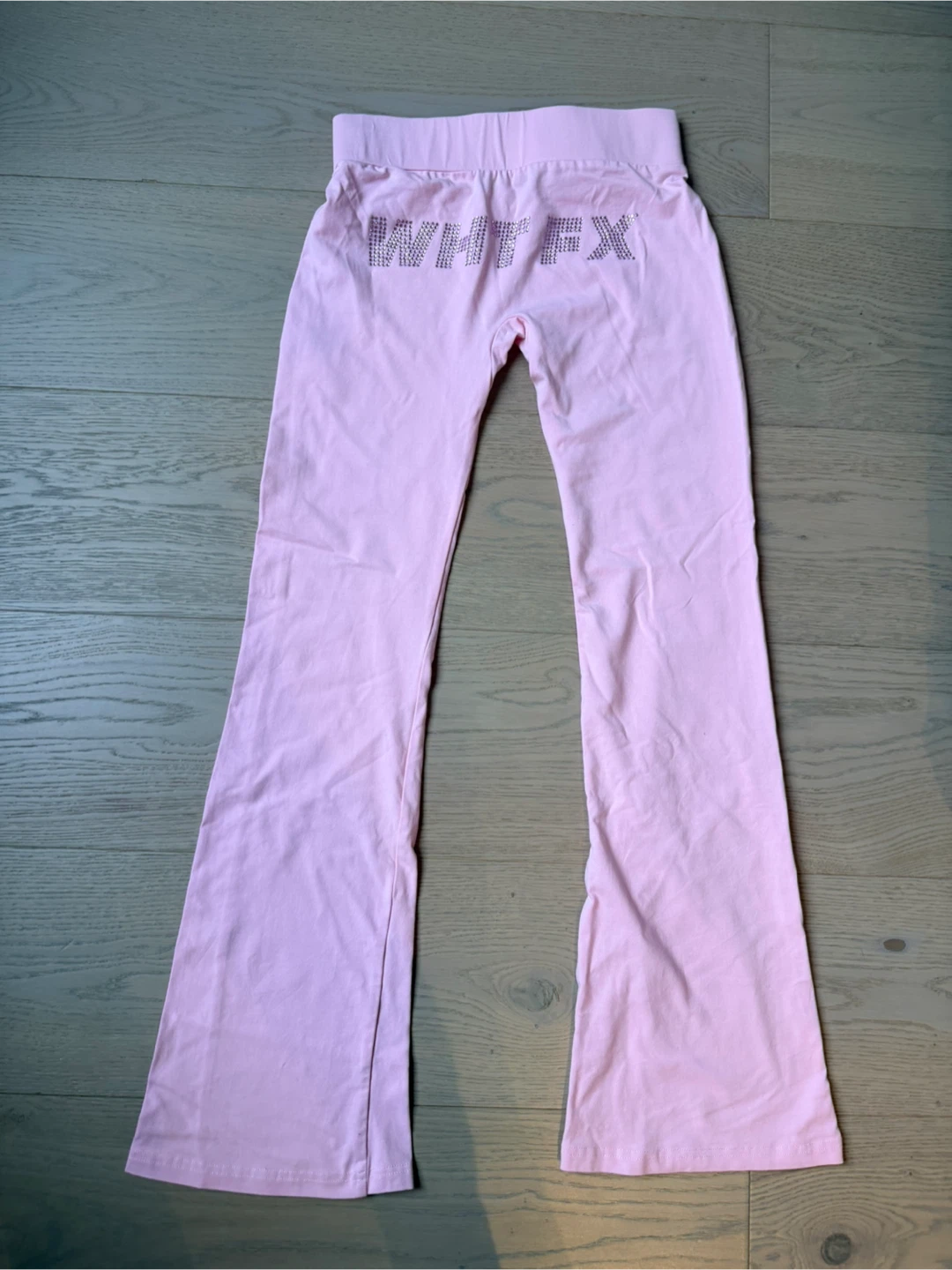 White Fox light pink flared pants