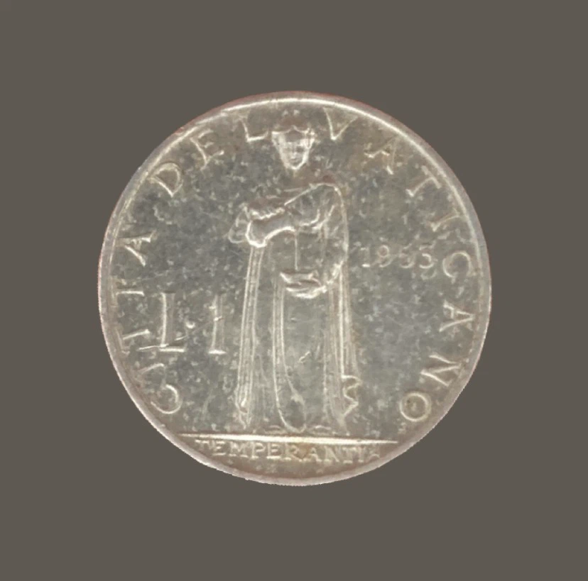1955 Vatican City 5 Lira Coin