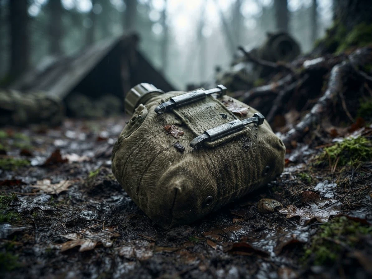 Military Style Olive Green Canteen with Cover