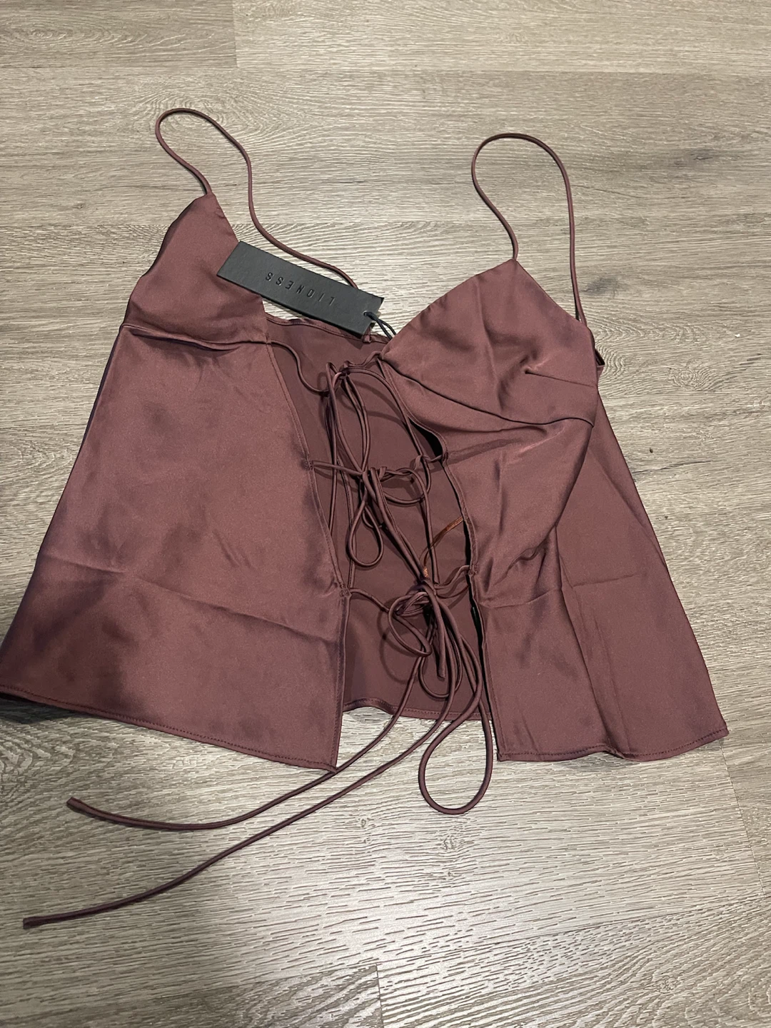 Lioness Brown Lace-Up Cami Top