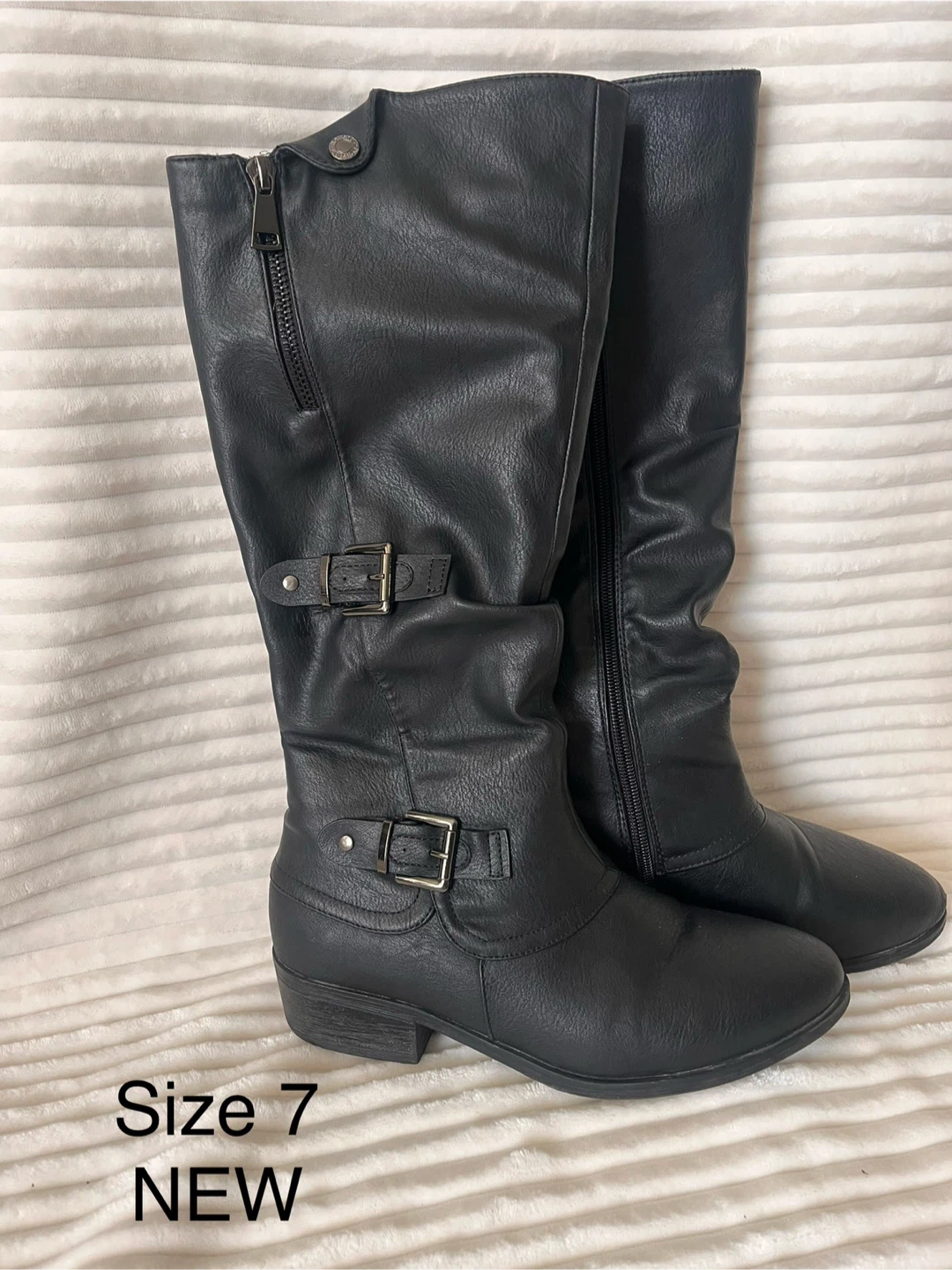 New Black Knee-High Boots Size 7