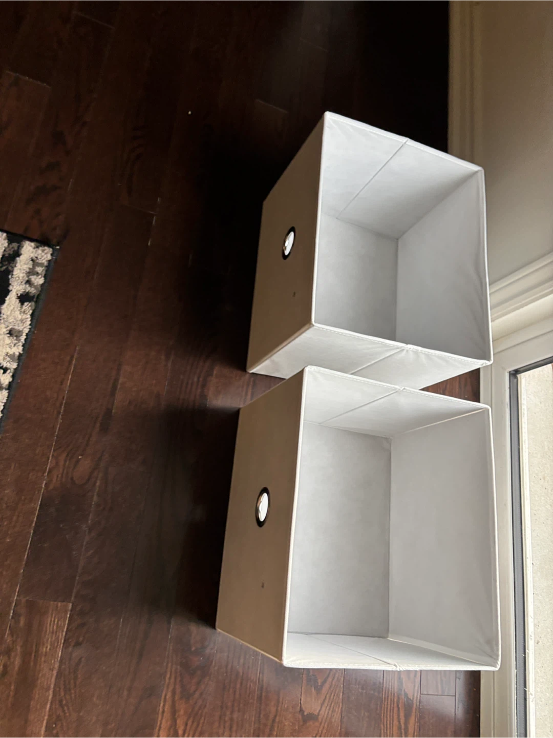 Set of 2 Beige Fabric Storage Bins - photo 2