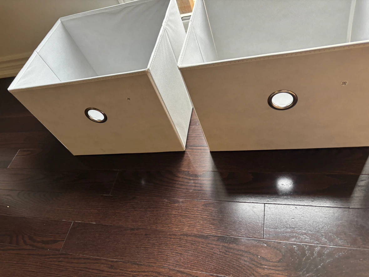 Set of 2 Beige Fabric Storage Bins - photo 4