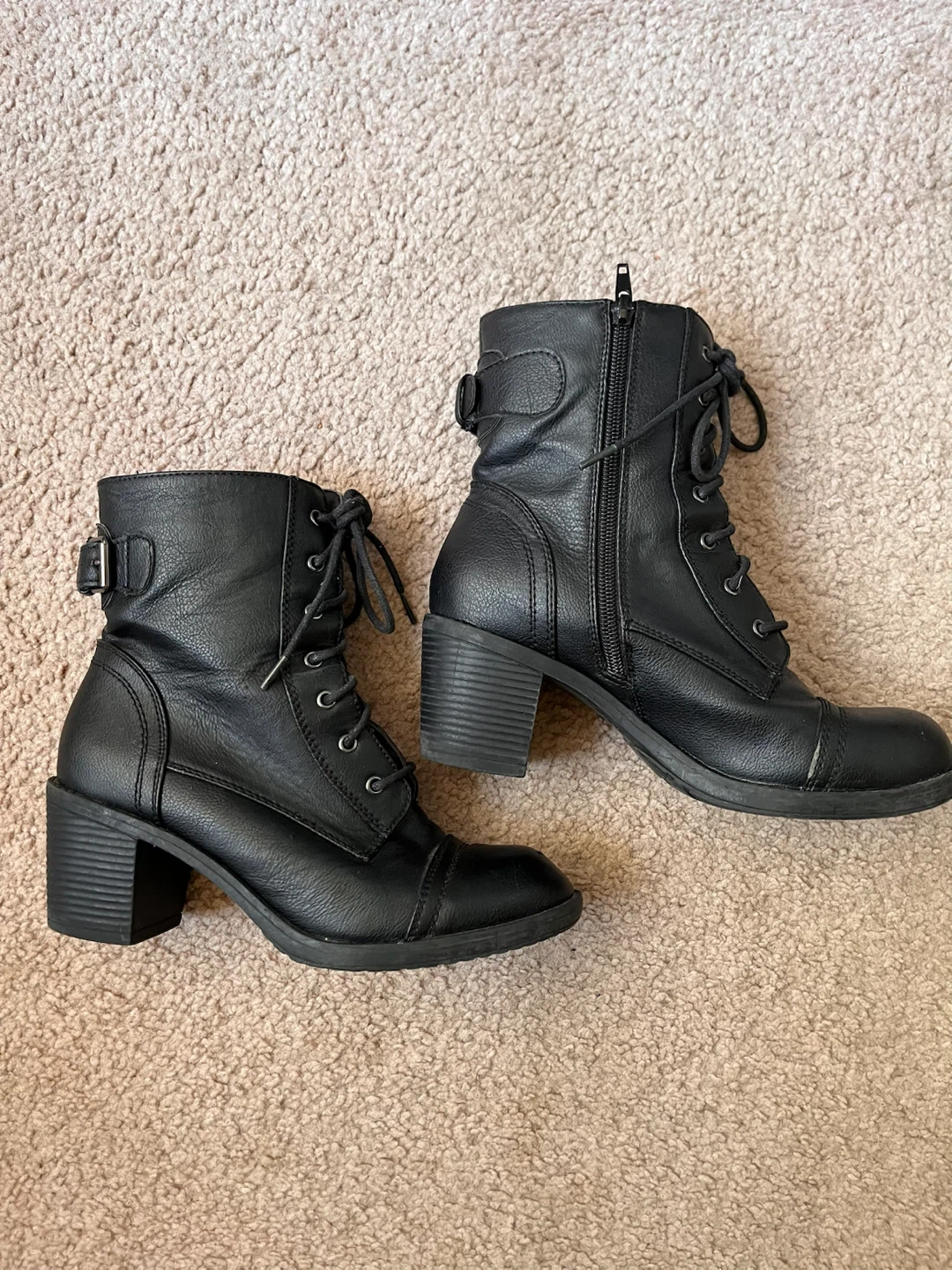 Black Heeled Combat Boots