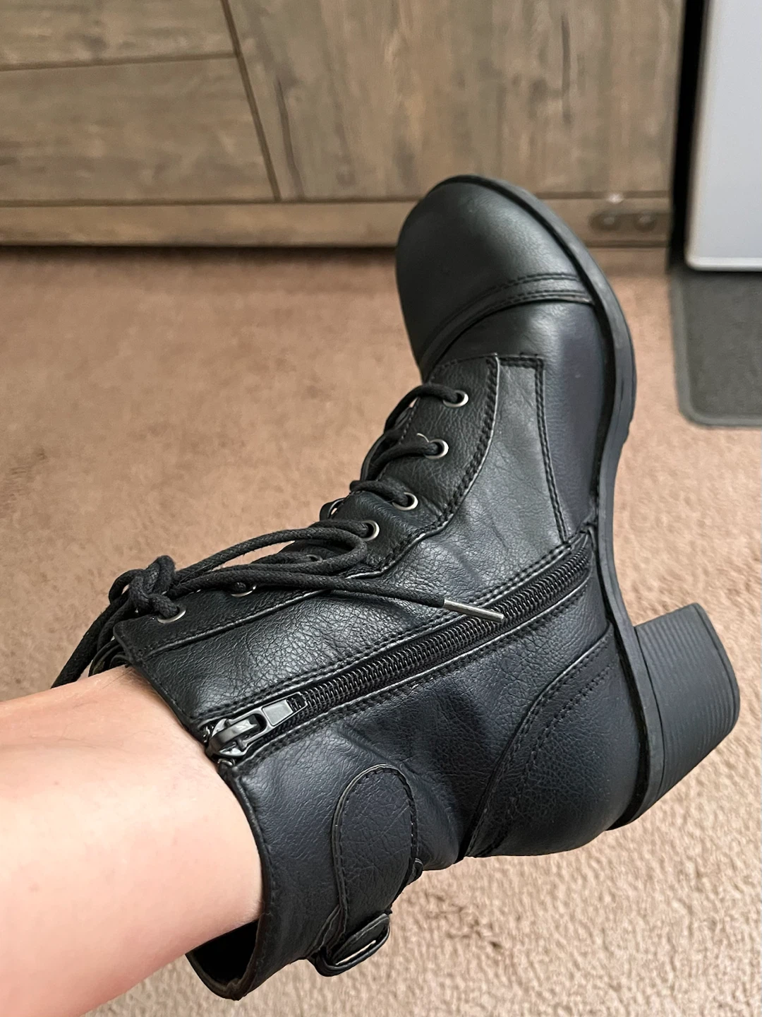 Black Heeled Combat Boots - photo 2