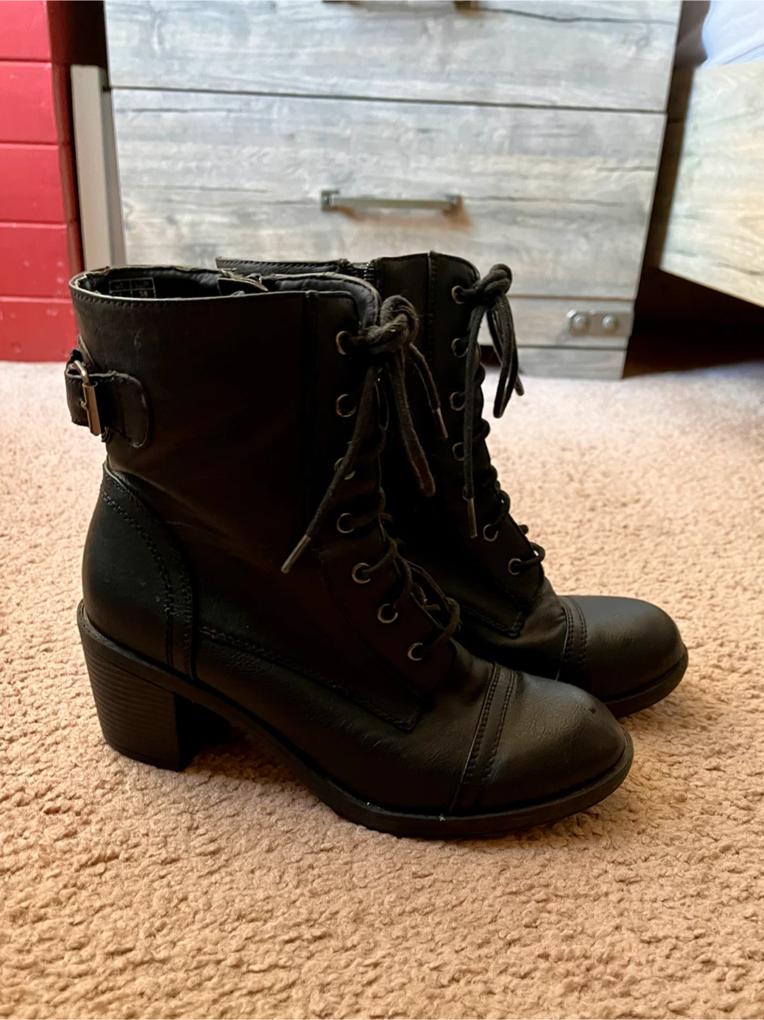 Black Heeled Combat Boots - photo 3