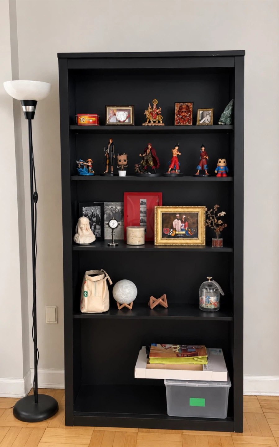 Large Black Wooden Bookshelf
