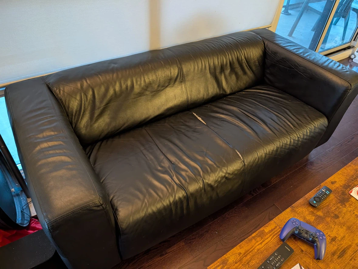 Black Leather Sofa For Free $0!!