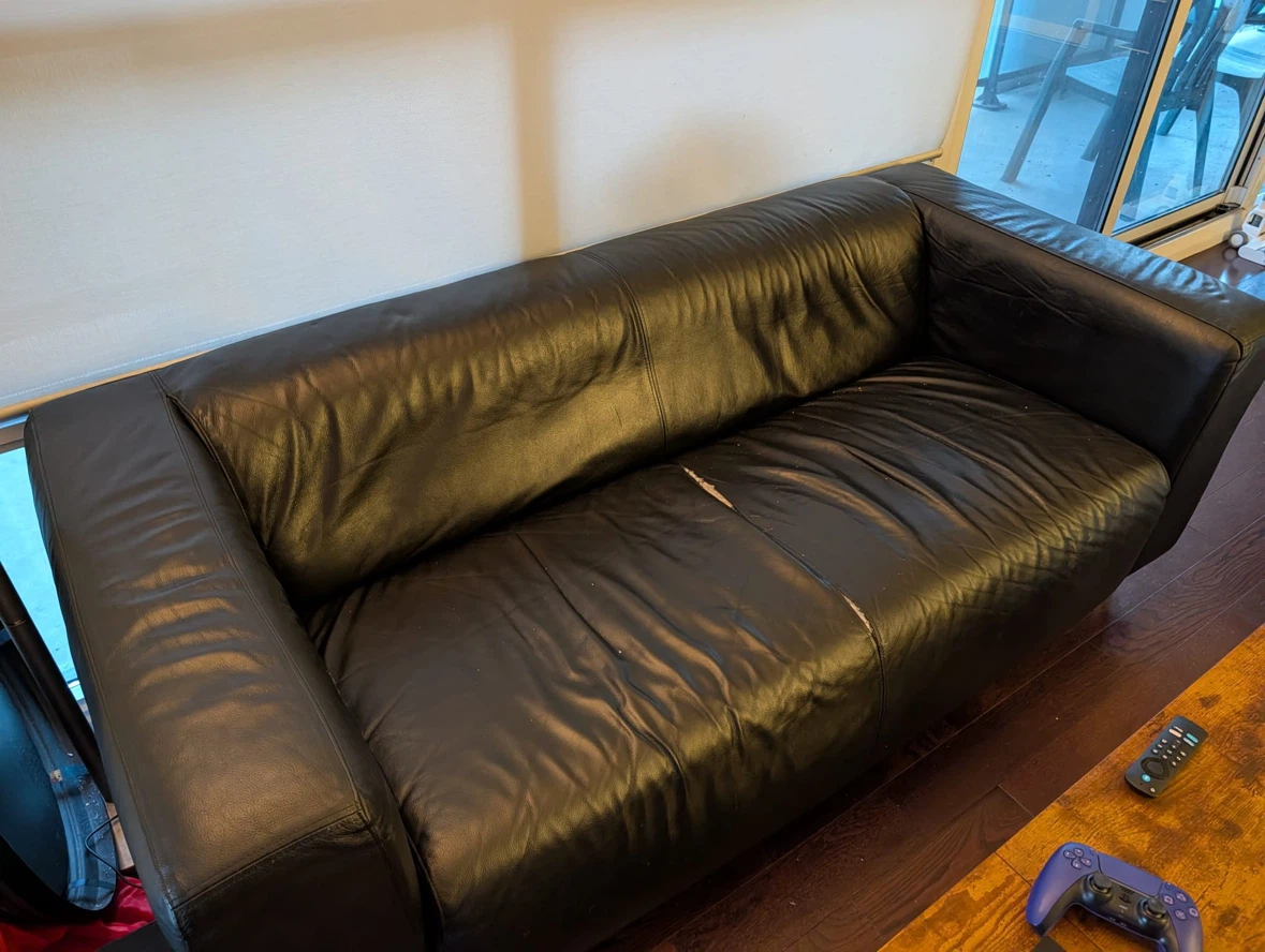 Black Leather Sofa For Free $0!! - photo 2