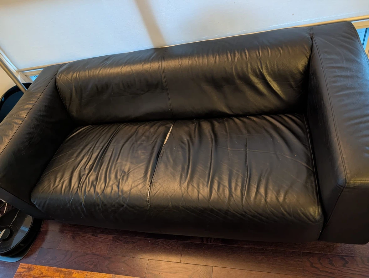 Black Leather Sofa For Free $0!! - photo 3