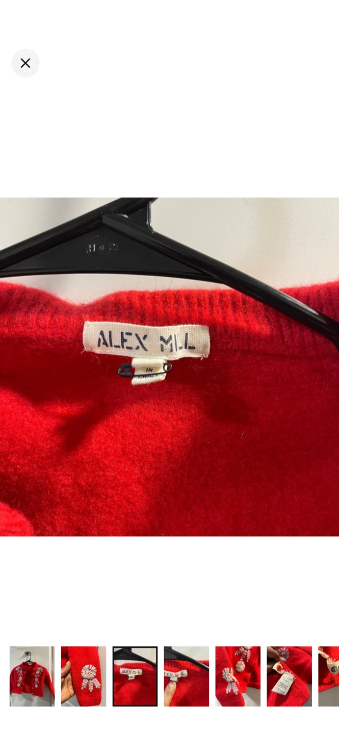 Alex Mill Floral Embroidered Red Cardigan - photo 3