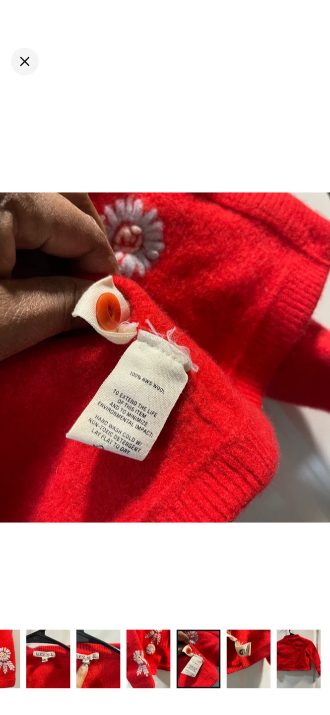 Alex Mill Floral Embroidered Red Cardigan - photo 4