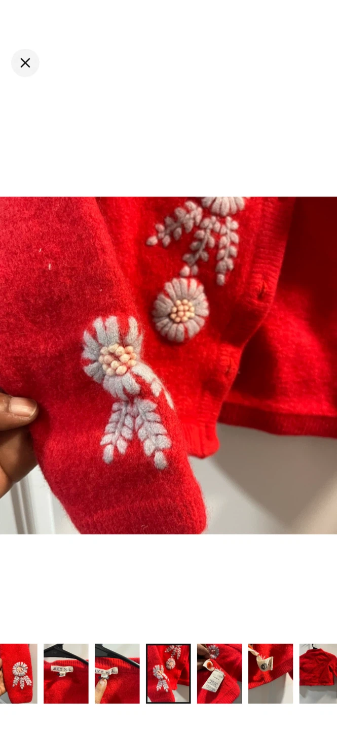 Alex Mill Floral Embroidered Red Cardigan - photo 5