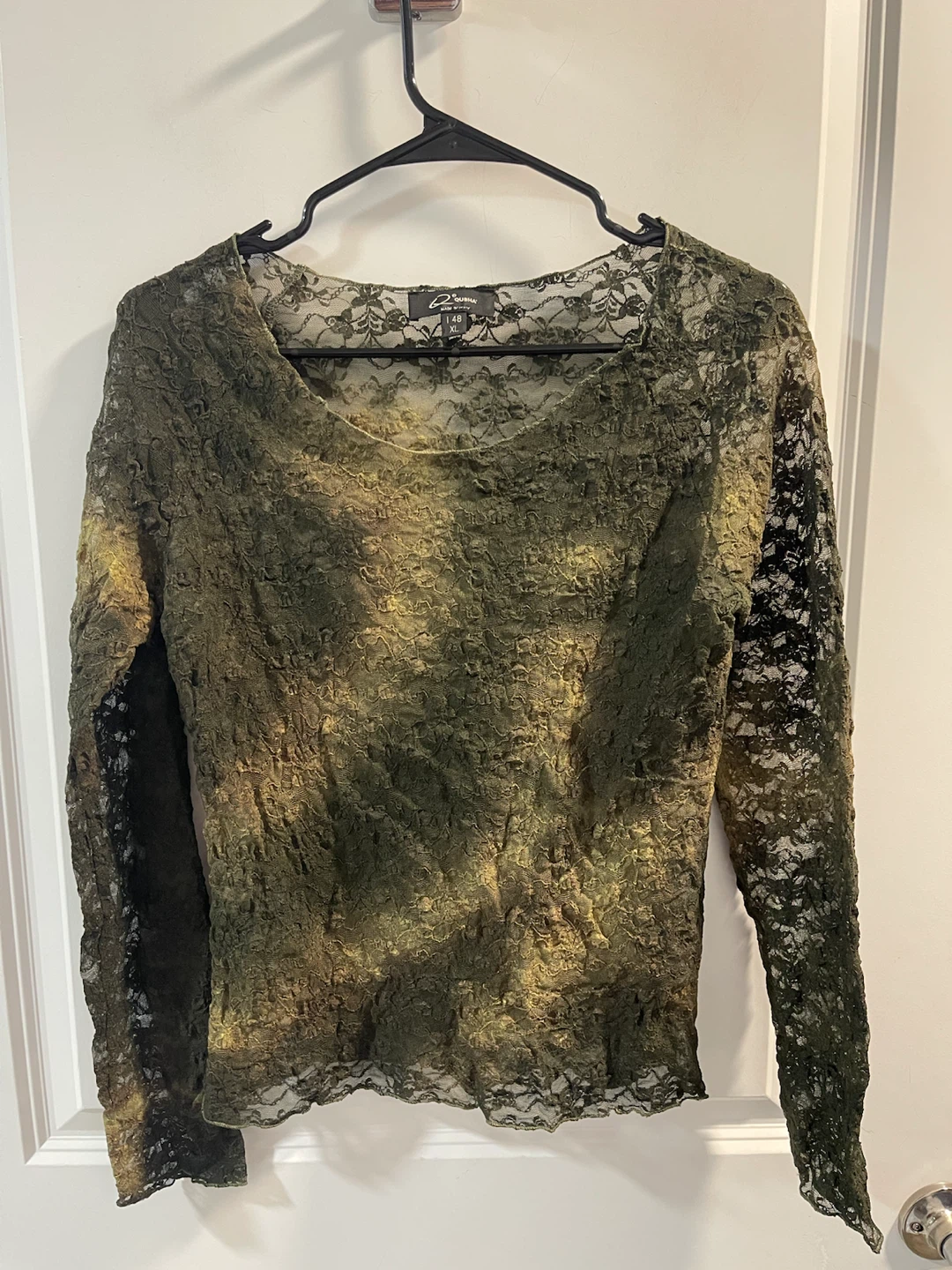 Qubha Olive Lace Long Sleeve Top
