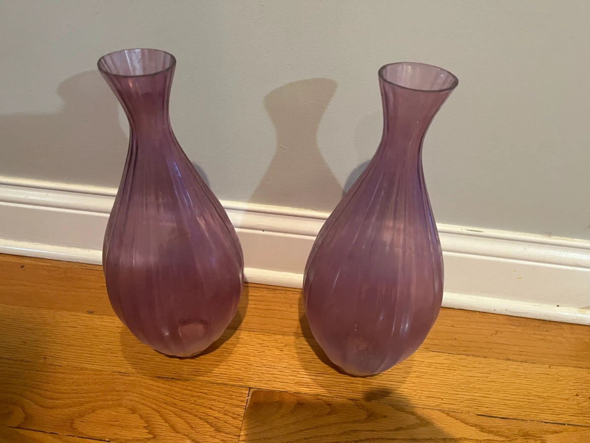 Two Purple Glass Vases