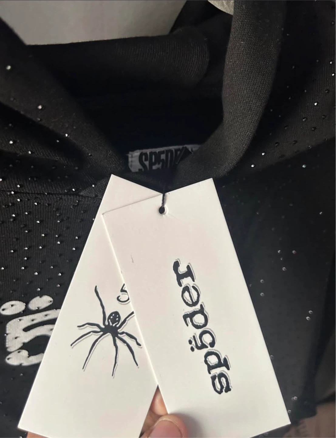 Sp5der Black Hoodie with Rhinestones - photo 2