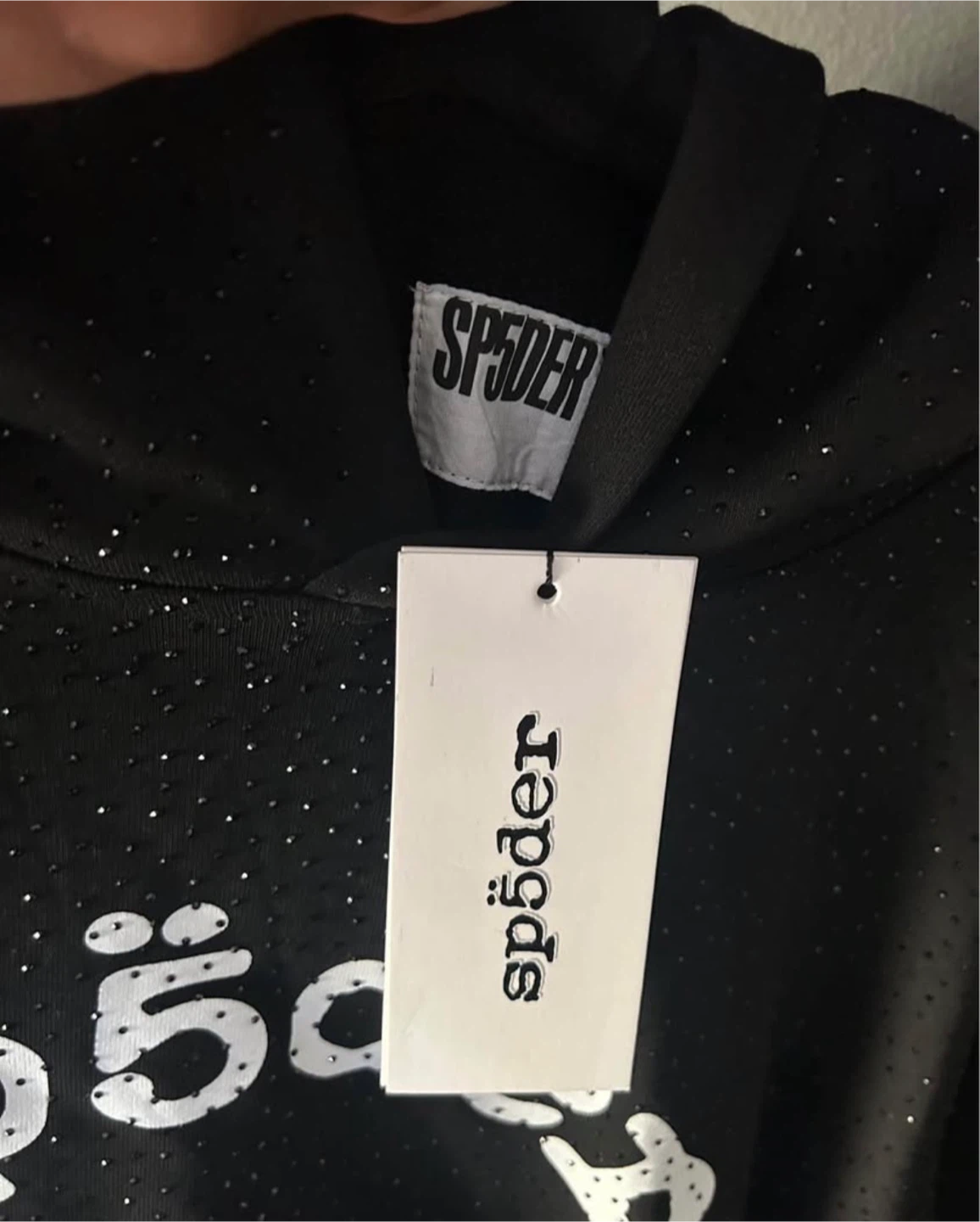 Sp5der Black Hoodie with Rhinestones - photo 3
