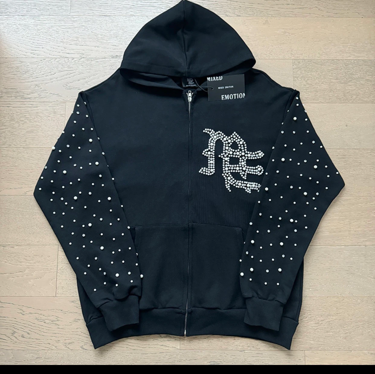Mixed Emotion Rhinestone Pearl Tracksuit Set