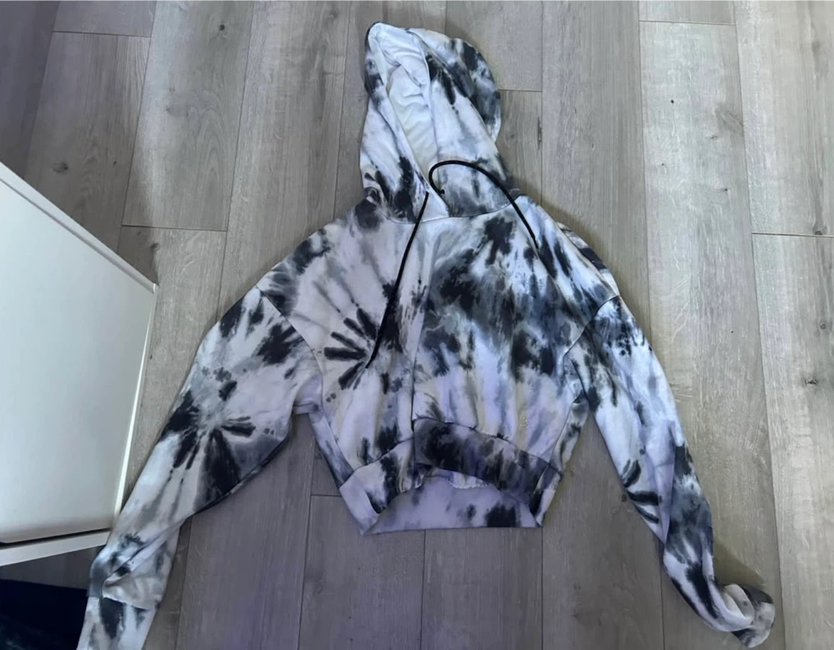 Tie-Dye Crop Hoodie and Black Floral Sweatshirt