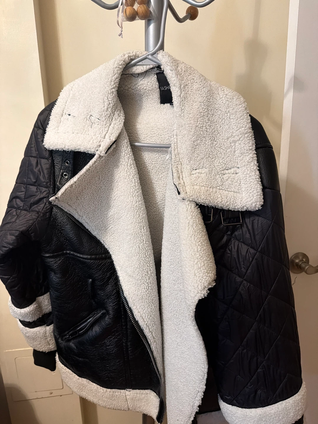 Faux Leather and Quilted Sherpa Jacket