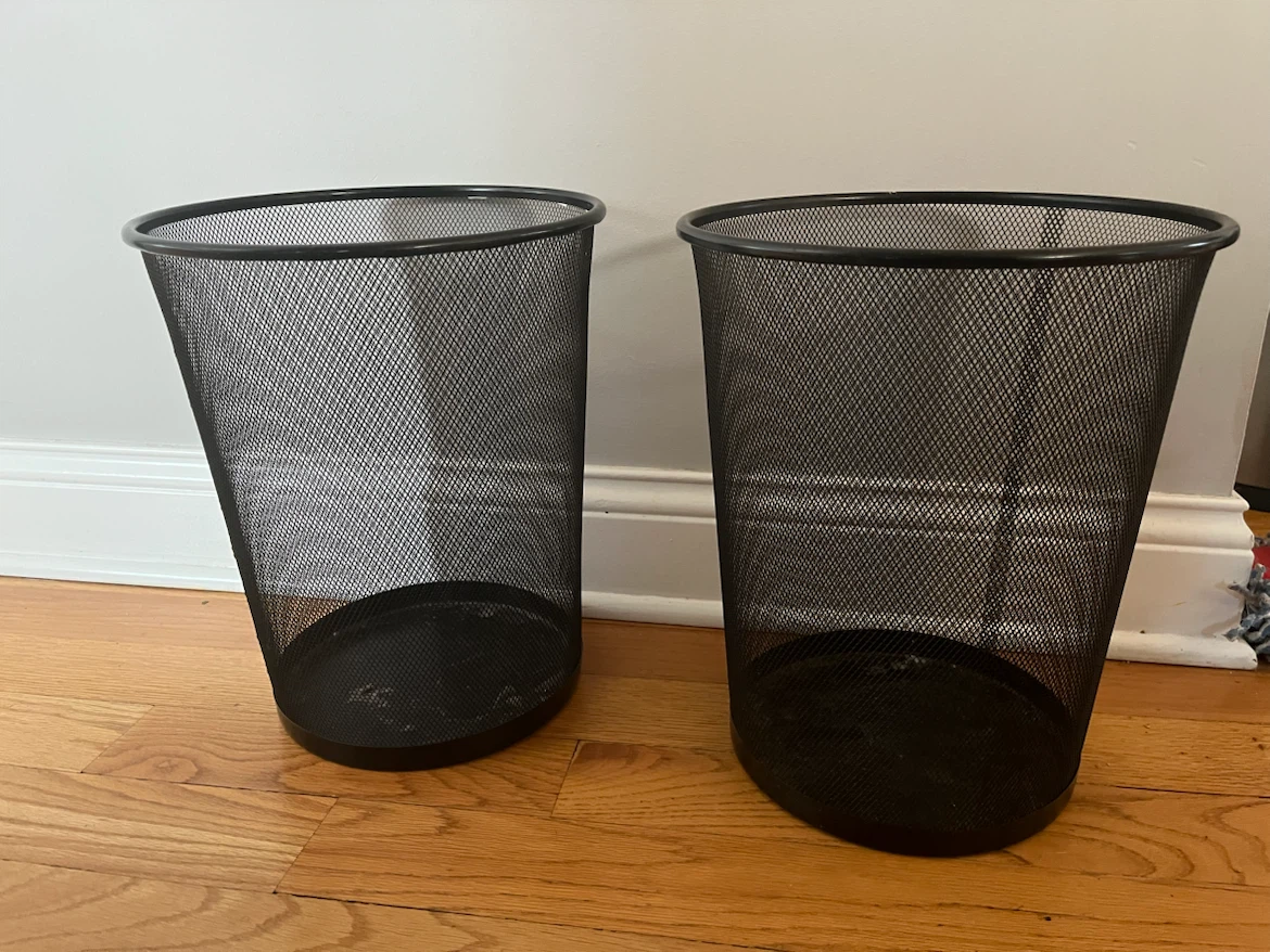 Two Black Mesh Waste Baskets - photo 2