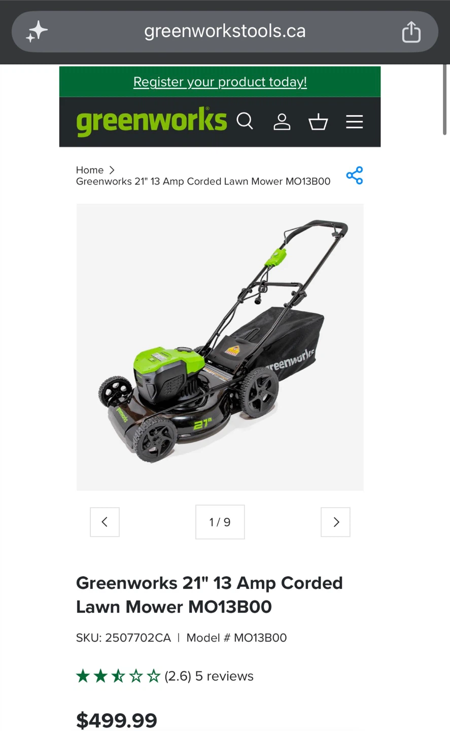 Greenworks 21 inch 13 Amp Corded Lawn Mower - photo 3